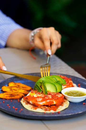 Huevos Rancheros with Fried Plantains