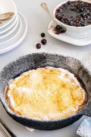 Dutch Baby Pancake with Blueberry Compote