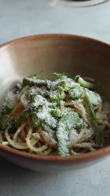 Cacio e Pepe with Spring Asparagus