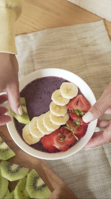 Acai Bowl with Banana, Strawberries and Kiwi