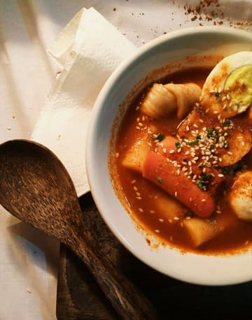 Tteokbokki with Fish Cakes and Boiled Eggs