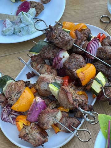 Pork Souvlaki Skewers with Tzatziki