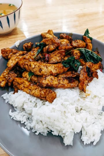 Crispy Teriyaki Tofu with Thai Basil