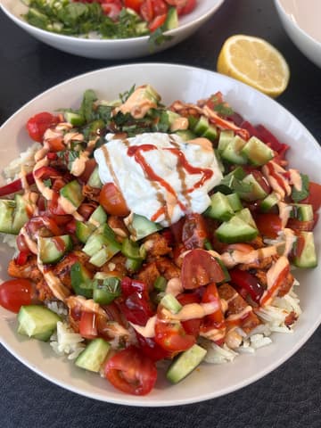 Greek Chicken Rice Bowls with Tzatziki