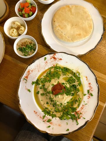Creamy Hummus with Harissa and Parsley