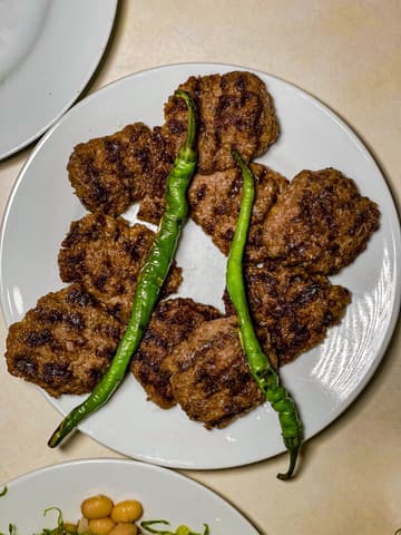 Grilled Lamb Kofta Patties with Charred Peppers