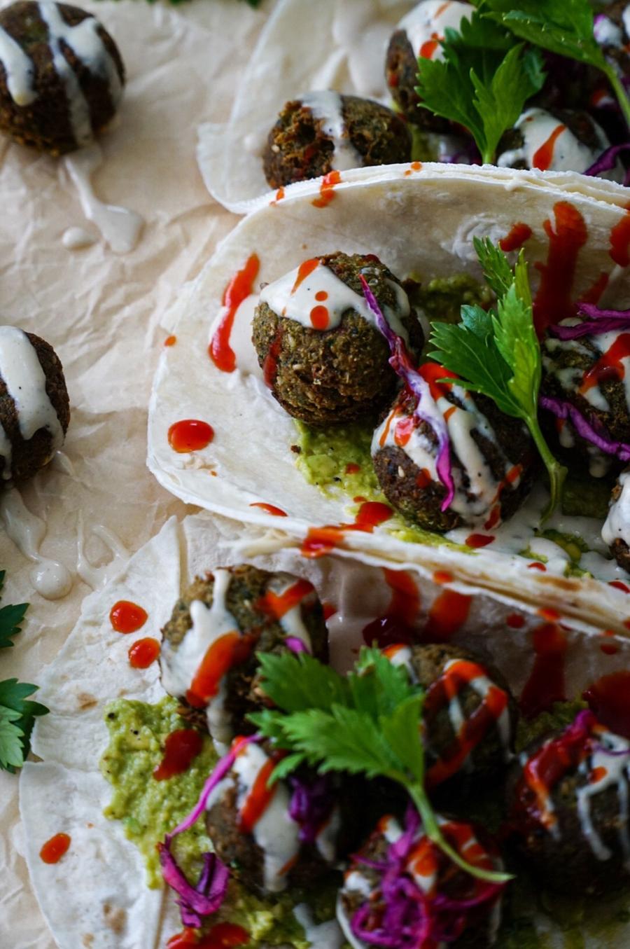 Falafel Wraps with Tahini Sauce