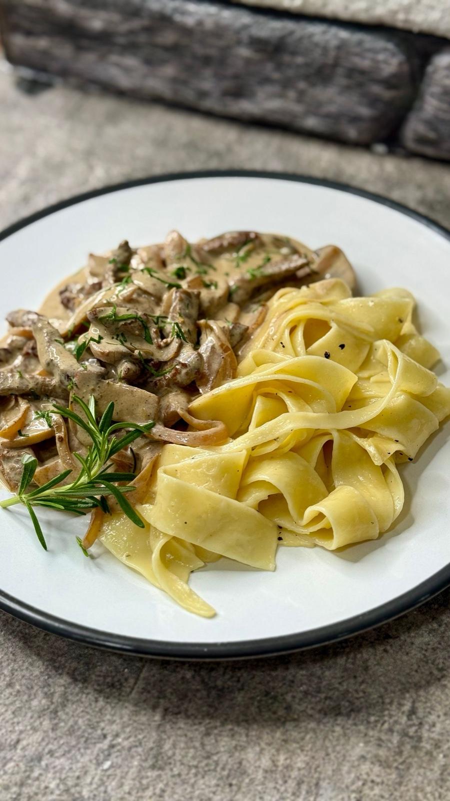 Beef Stroganoff with Buttered Noodles