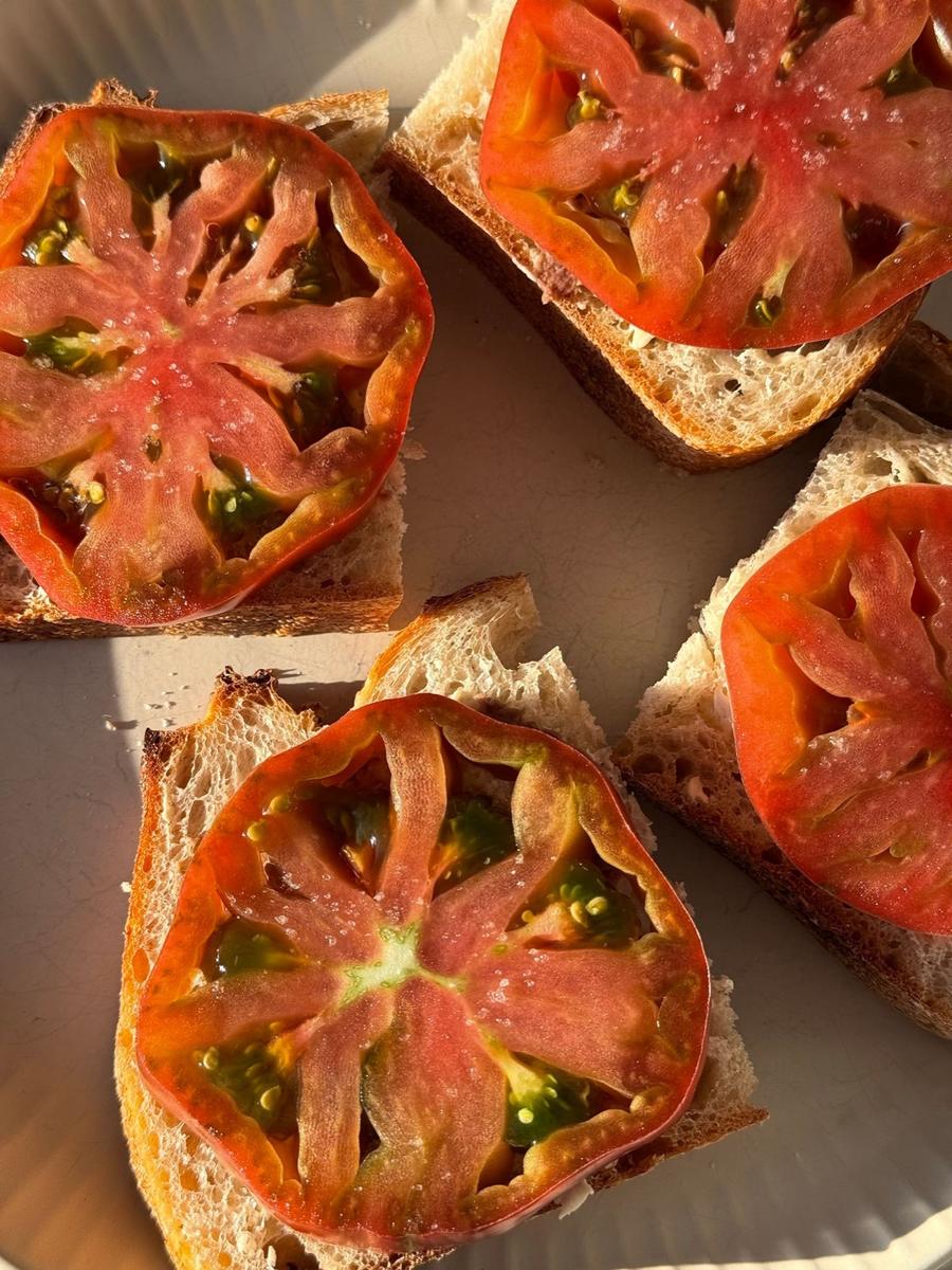 Heirloom Tomato Toast with Butter and Flaky Salt