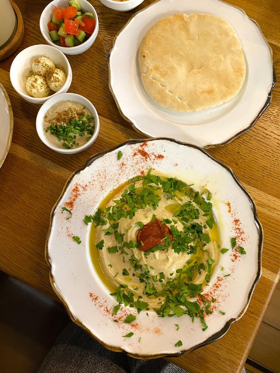 Creamy Hummus with Harissa and Parsley
