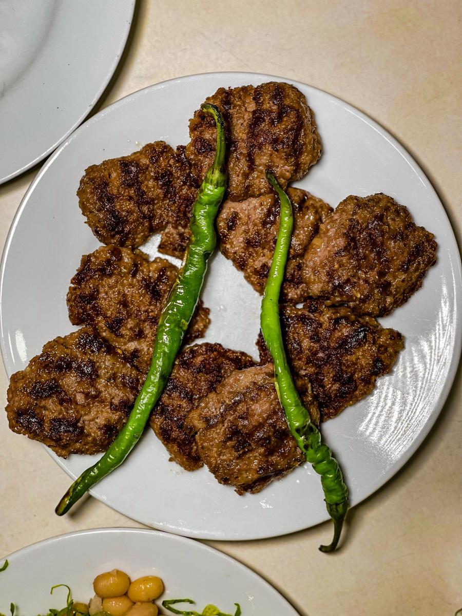 Grilled Lamb Kofta Patties with Charred Peppers